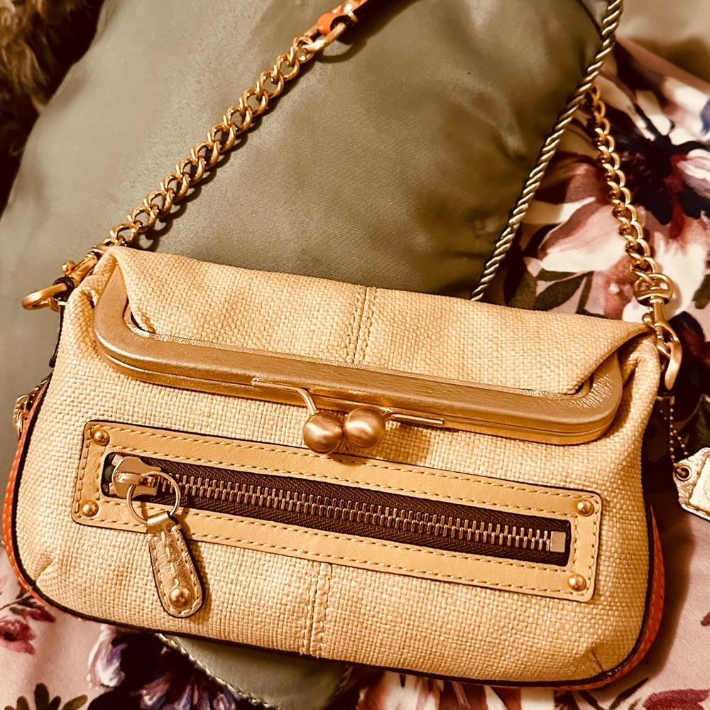 COACH Raffia & Leather Handbag